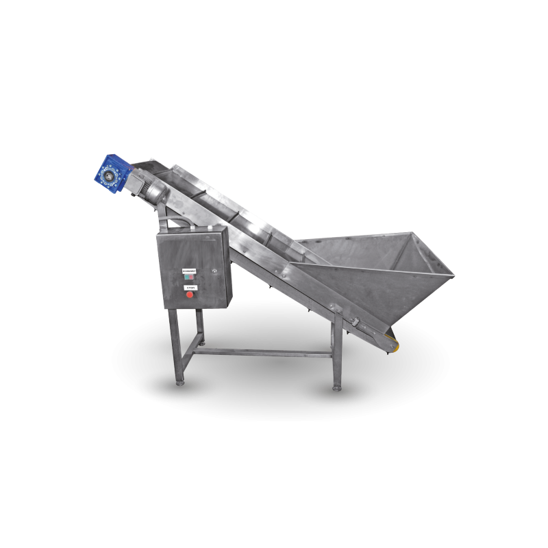 Feeding conveyor with hopper