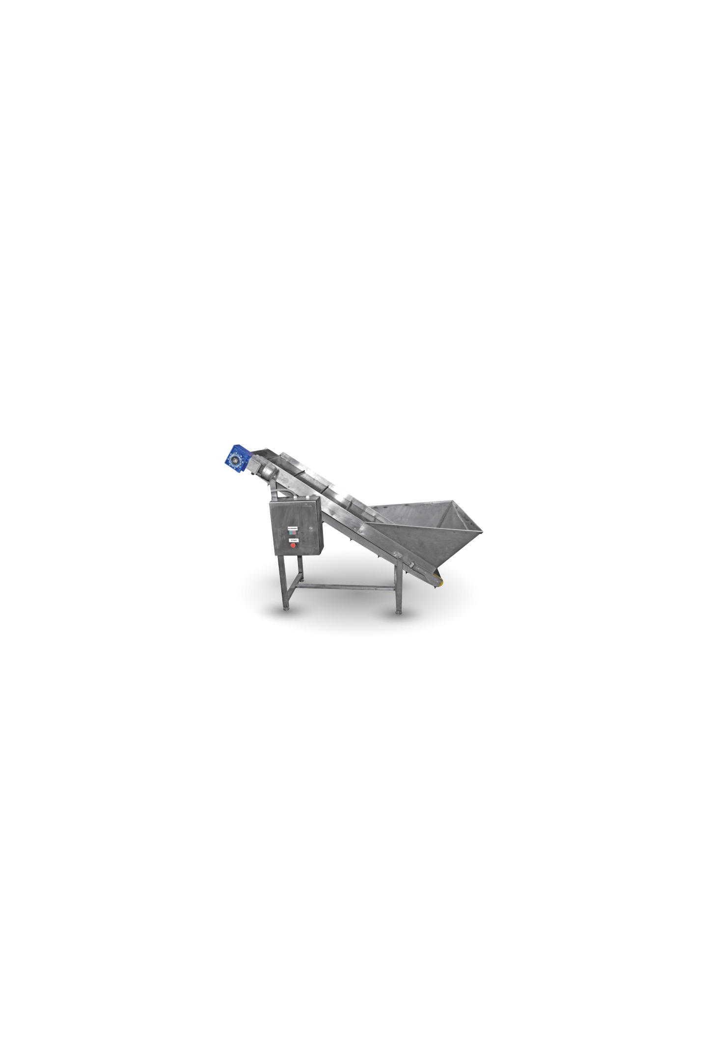 Feeding conveyor with hopper